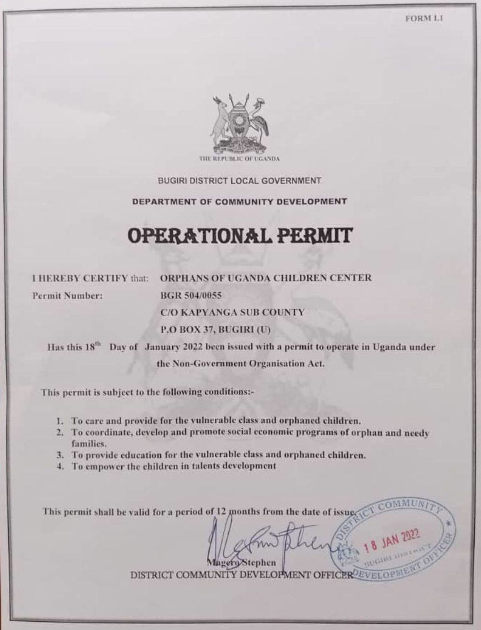 Operational Permit